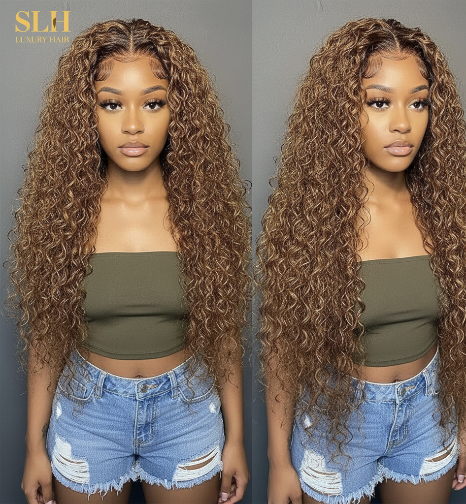 Human Hair Honey Blonde 13x6 Lace Front Deep Wave 13x6 Hd Wig Brazilian