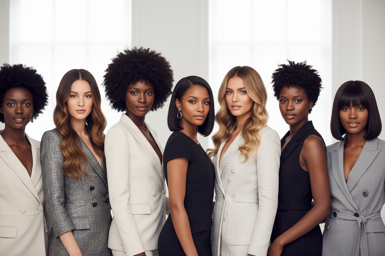 plusieur femme noir et blanche de pau portend des perruque 